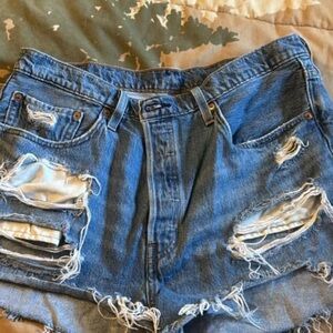 Distressed Denim Shorts